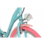 Dámsky retro bicykel 26" Lavida Mahbike 3-prevodový hliníkový rám 18" modrý ružové kolesá